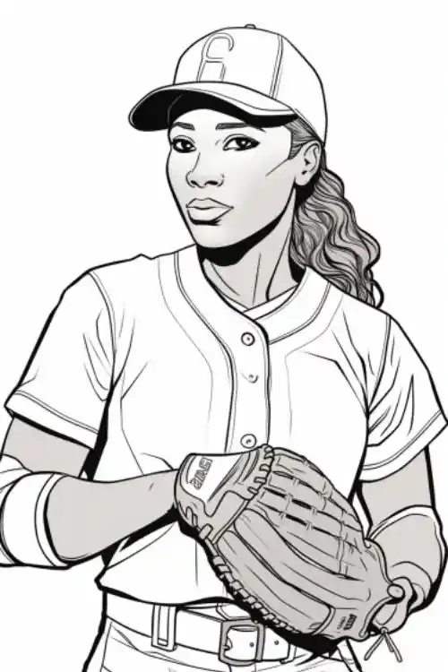 Baseball-Girl-Colouring-page